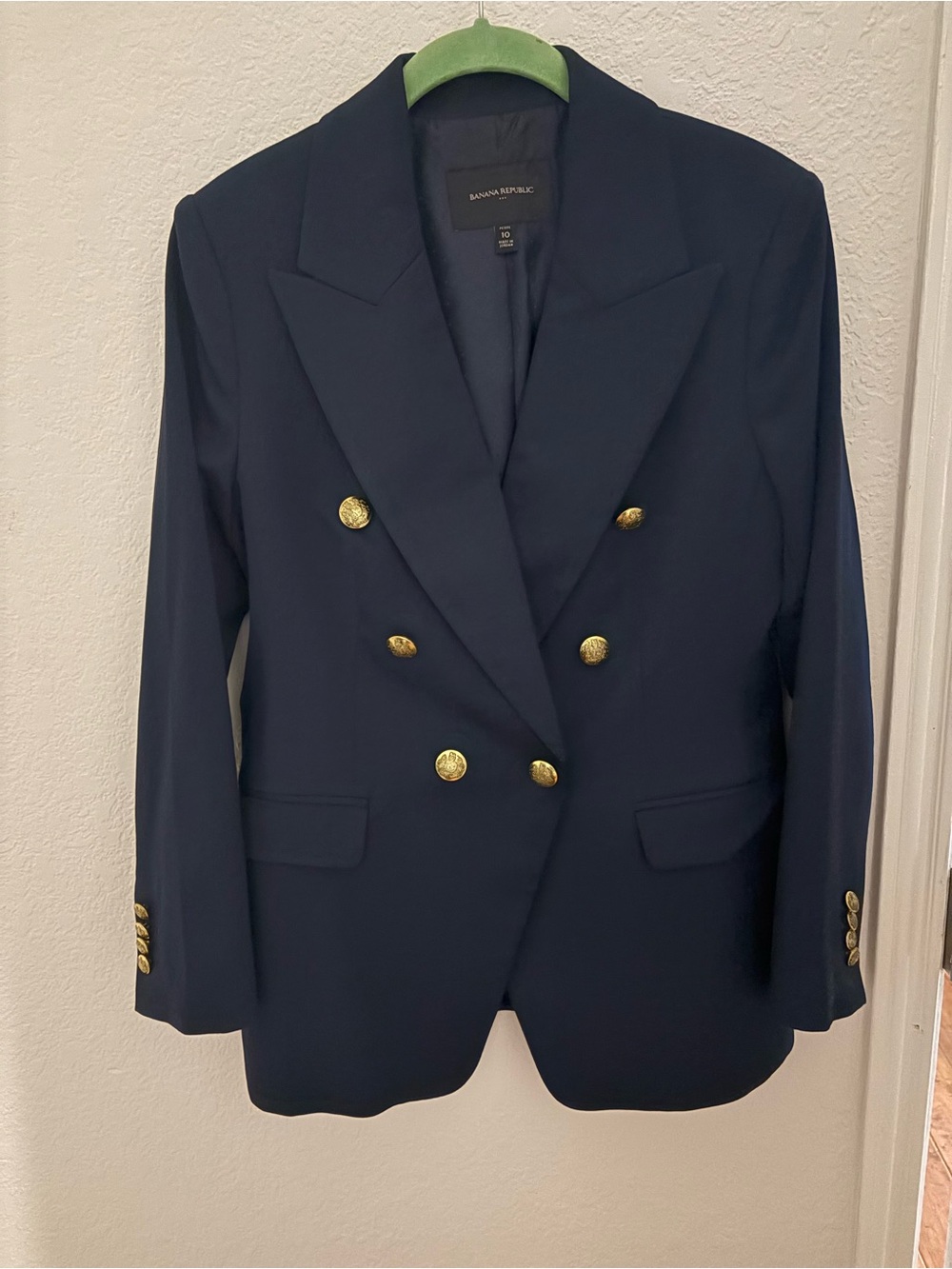 Banana Republic Navy Double Breasted Gold Button Tailored Blazer Jacket 10P